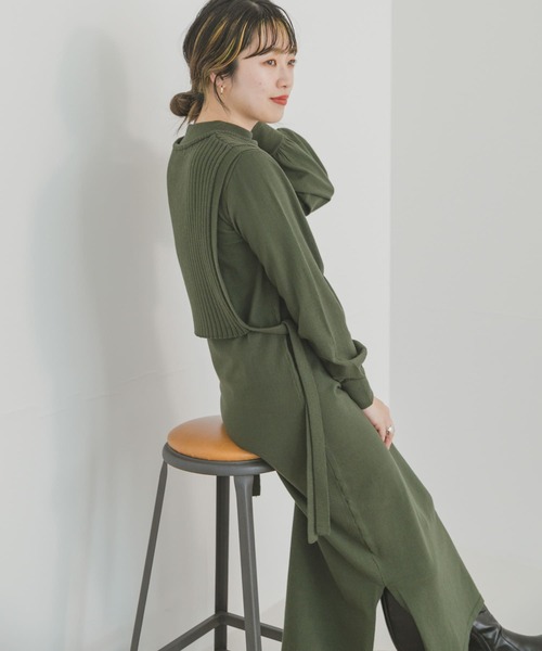 ITEMS URBANRESEARCH（アイテムズ アーバンリサーチ）の「リブベストセットワンピース（ワンピース・レディース・ホワイト/ブラック/グリーン・FREE）」の3枚目の写真