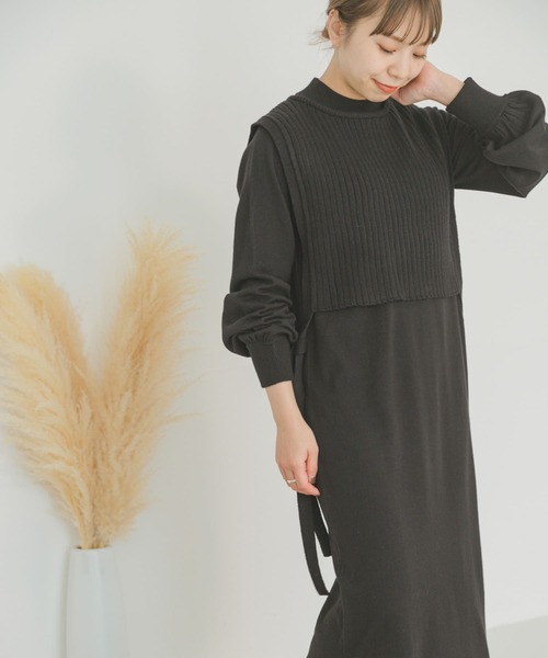 ITEMS URBANRESEARCH（アイテムズ アーバンリサーチ）の「リブベストセットワンピース（ワンピース・レディース・ホワイト/ブラック/グリーン・FREE）」の2枚目の写真