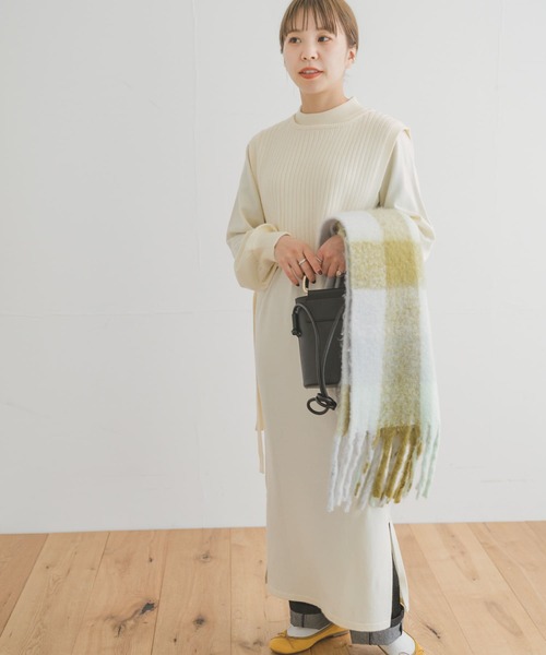 ITEMS URBANRESEARCH（アイテムズ アーバンリサーチ）の「リブベストセットワンピース（ワンピース・レディース・ホワイト/ブラック/グリーン・FREE）」の8枚目の写真