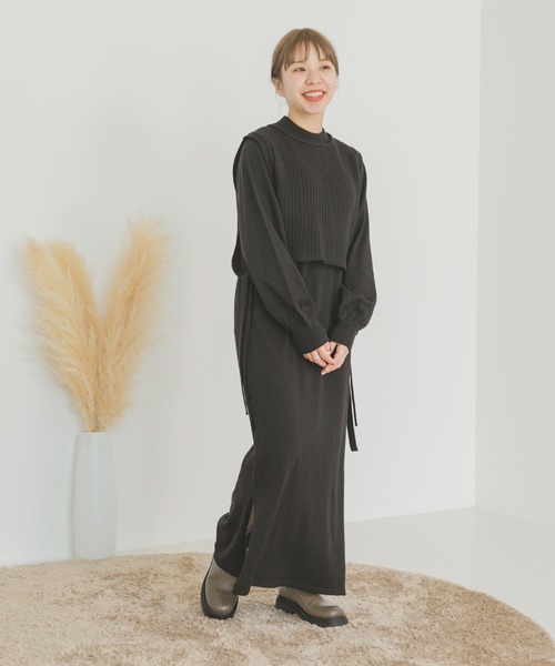 ITEMS URBANRESEARCH（アイテムズ アーバンリサーチ）の「リブベストセットワンピース（ワンピース・レディース・ホワイト/ブラック/グリーン・FREE）」の18枚目の写真