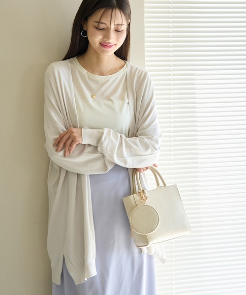 ROPE' PICNIC(ロペピクニック)の「UVカット・洗濯機OK・接触冷感/Aラインカーディガン(カーディガン/ボレロ・レディース・ブラック/ライトグレー/ベージュ系その他/カーキ/マスタード・38)」の1枚目の写真