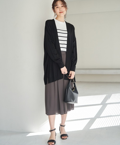 ROPE' PICNIC(ロペピクニック)の「UVカット・洗濯機OK・接触冷感/Aラインカーディガン(カーディガン/ボレロ・レディース・ブラック/ライトグレー/ベージュ系その他/カーキ/マスタード・38)」の20枚目の写真