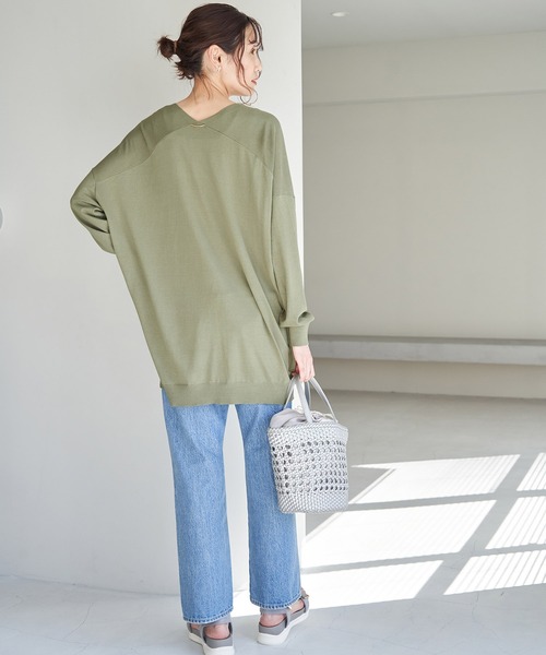 ROPE' PICNIC(ロペピクニック)の「UVカット・洗濯機OK・接触冷感/Aラインカーディガン(カーディガン/ボレロ・レディース・ブラック/ライトグレー/ベージュ系その他/カーキ/マスタード・38)」の17枚目の写真