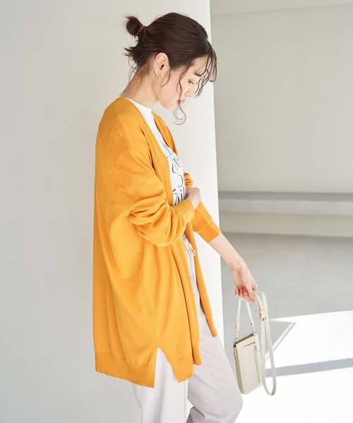 ROPE' PICNIC(ロペピクニック)の「UVカット・洗濯機OK・接触冷感/Aラインカーディガン(カーディガン/ボレロ・レディース・ブラック/ライトグレー/ベージュ系その他/カーキ/マスタード・38)」の22枚目の写真