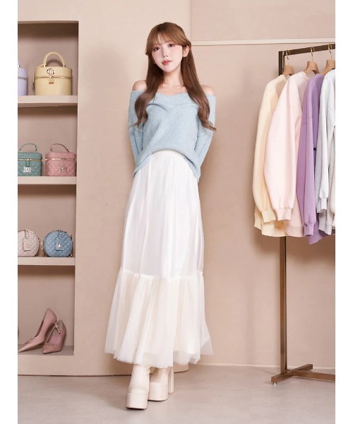 Darich（ダーリッチ）の「オフショルシャギーニットトップス（ニット