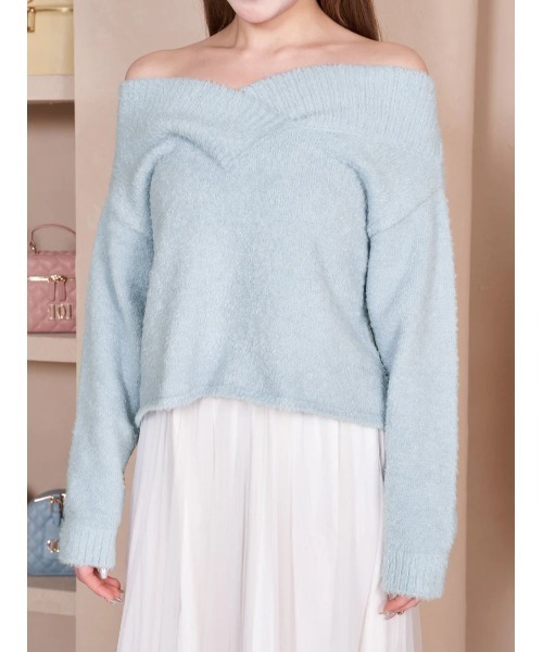 セール】オフショルシャギーニットトップス（ニット/セーター