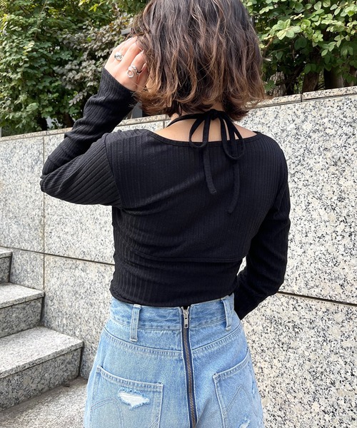 SPIRALGIRL（スパイラルガール）の「ビット付きカットリブボレロアンサンブル（アンサンブル・レディース・ホワイト/グレー/ブラック・FREE）」の5枚目の写真