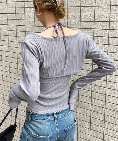 SPIRALGIRL（スパイラルガール）の「ビット付きカットリブボレロアンサンブル（アンサンブル・レディース・ホワイト/グレー/ブラック・FREE）」の7枚目の写真