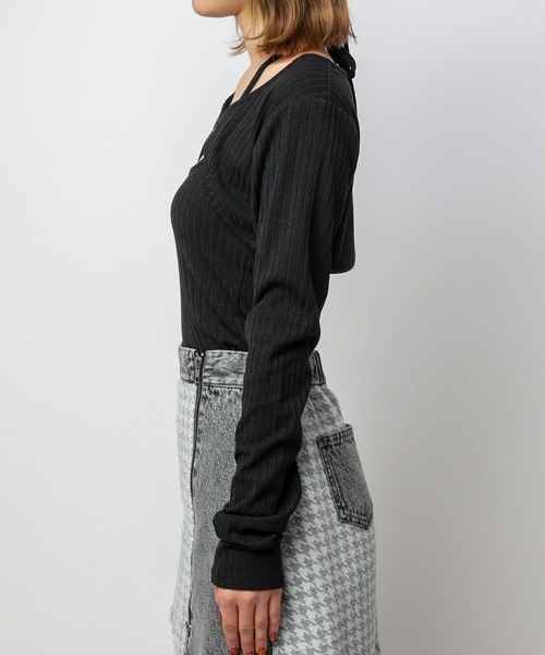 SPIRALGIRL（スパイラルガール）の「ビット付きカットリブボレロアンサンブル（アンサンブル・レディース・ホワイト/グレー/ブラック・FREE）」の13枚目の写真