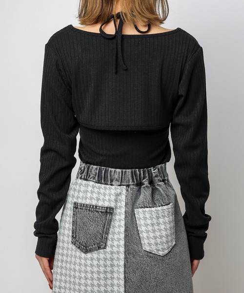 SPIRALGIRL（スパイラルガール）の「ビット付きカットリブボレロアンサンブル（アンサンブル・レディース・ホワイト/グレー/ブラック・FREE）」の14枚目の写真
