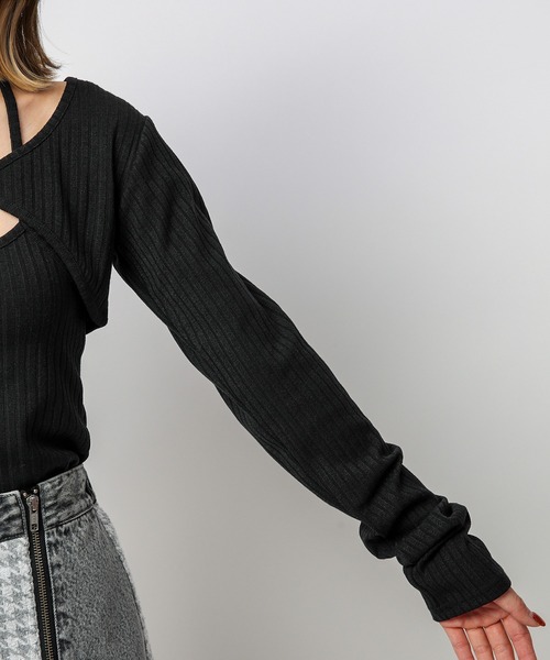 SPIRALGIRL（スパイラルガール）の「ビット付きカットリブボレロアンサンブル（アンサンブル・レディース・ホワイト/グレー/ブラック・FREE）」の16枚目の写真