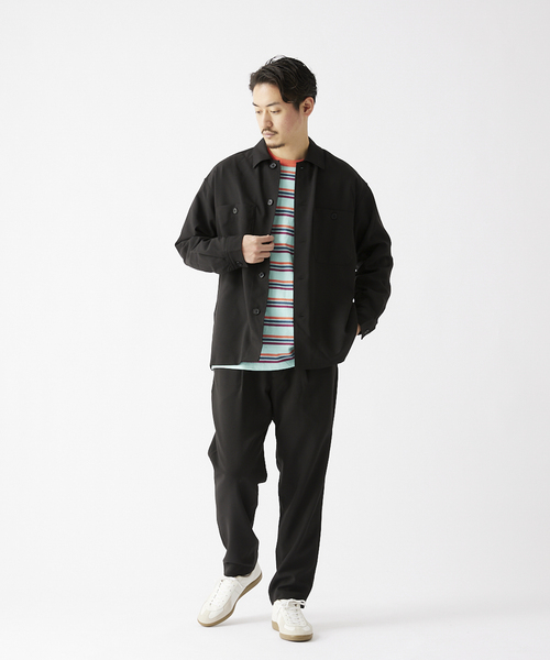 JOURNAL STANDARD relume（ジャーナルスタンダード　レリューム）の「TECH MELANGE WASHABLE とろみシャツCPOジャケット（ブルゾン・メンズ・ブラック/ネイビー/キャメル・LARGE/MEDIUM）」の4枚目の写真