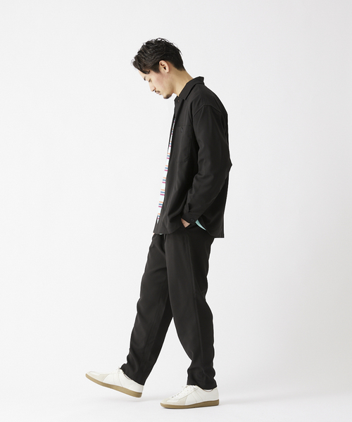 JOURNAL STANDARD relume（ジャーナルスタンダード　レリューム）の「TECH MELANGE WASHABLE とろみシャツCPOジャケット（ブルゾン・メンズ・ブラック/ネイビー/キャメル・LARGE/MEDIUM）」の5枚目の写真