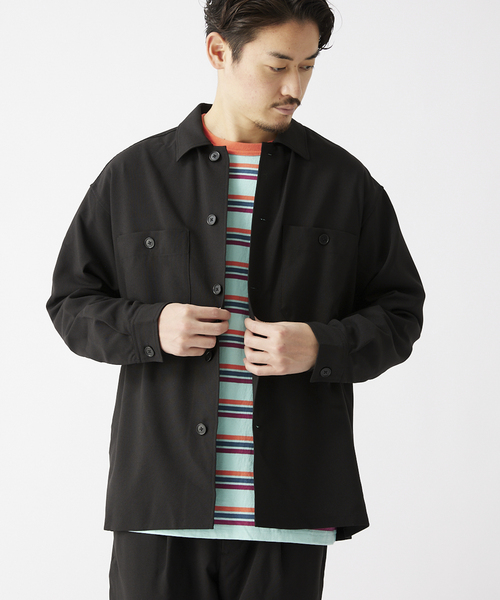 JOURNAL STANDARD relume（ジャーナルスタンダード　レリューム）の「TECH MELANGE WASHABLE とろみシャツCPOジャケット（ブルゾン・メンズ・ブラック/ネイビー/キャメル・LARGE/MEDIUM）」の7枚目の写真
