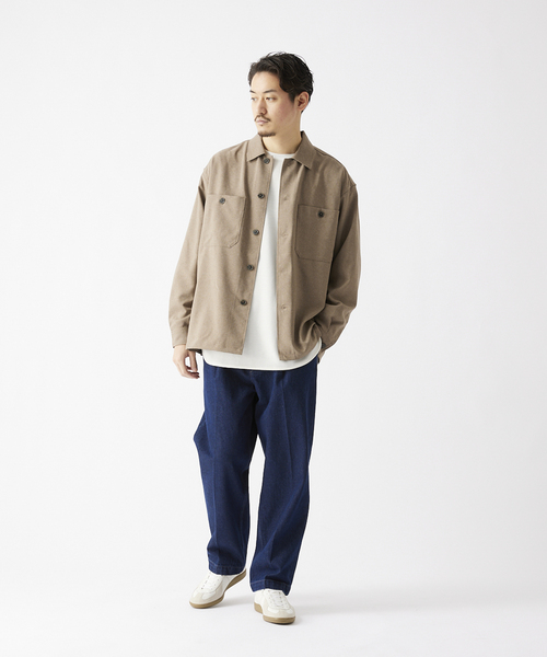 JOURNAL STANDARD relume（ジャーナルスタンダード　レリューム）の「TECH MELANGE WASHABLE とろみシャツCPOジャケット（ブルゾン・メンズ・ブラック/ネイビー/キャメル・LARGE/MEDIUM）」の9枚目の写真