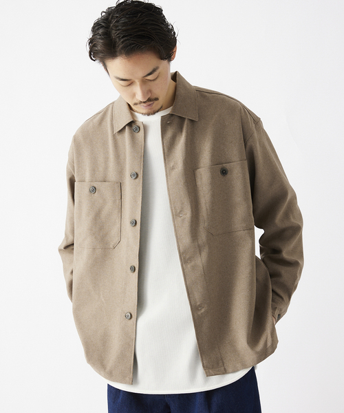 JOURNAL STANDARD relume（ジャーナルスタンダード　レリューム）の「TECH MELANGE WASHABLE とろみシャツCPOジャケット（ブルゾン・メンズ・ブラック/ネイビー/キャメル・LARGE/MEDIUM）」の11枚目の写真