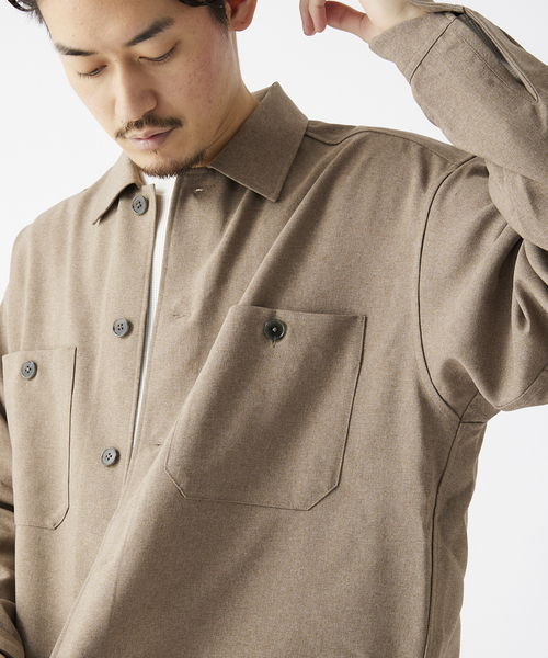 JOURNAL STANDARD relume（ジャーナルスタンダード　レリューム）の「TECH MELANGE WASHABLE とろみシャツCPOジャケット（ブルゾン・メンズ・ブラック/ネイビー/キャメル・LARGE/MEDIUM）」の12枚目の写真