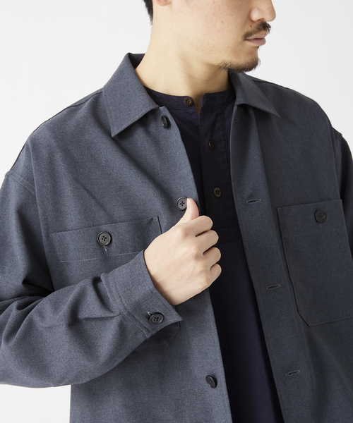 JOURNAL STANDARD relume（ジャーナルスタンダード　レリューム）の「TECH MELANGE WASHABLE とろみシャツCPOジャケット（ブルゾン・メンズ・ブラック/ネイビー/キャメル・LARGE/MEDIUM）」の19枚目の写真