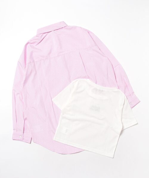 LOVETOXIC（ラブトキシック）の「ストライプシャツインナーset（シャツ/ブラウス・キッズ・グリーン/ブルー/ピンク・M/S/L）」の4枚目の写真