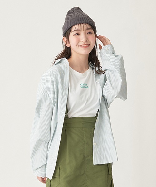 LOVETOXIC（ラブトキシック）の「ストライプシャツインナーset（シャツ/ブラウス・キッズ・グリーン/ブルー/ピンク・M/S/L）」の2枚目の写真