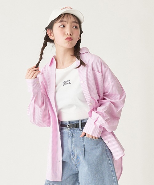 LOVETOXIC（ラブトキシック）の「ストライプシャツインナーset（シャツ/ブラウス・キッズ・グリーン/ブルー/ピンク・M/S/L）」の5枚目の写真