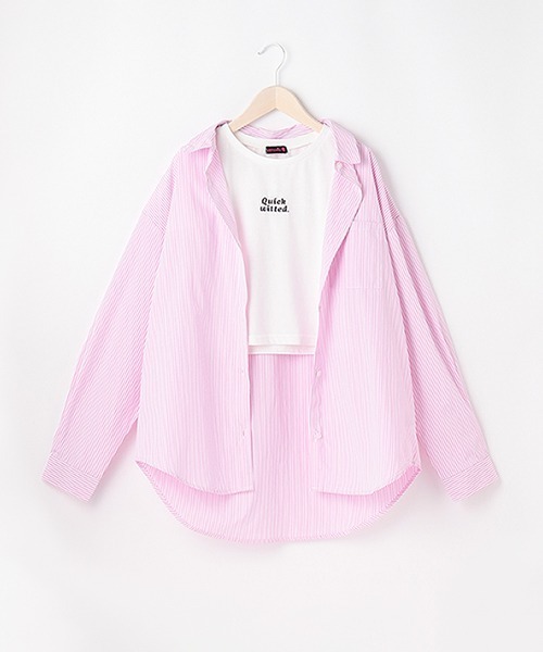 LOVETOXIC（ラブトキシック）の「ストライプシャツインナーset（シャツ/ブラウス・キッズ・グリーン/ブルー/ピンク・M/S/L）」の10枚目の写真
