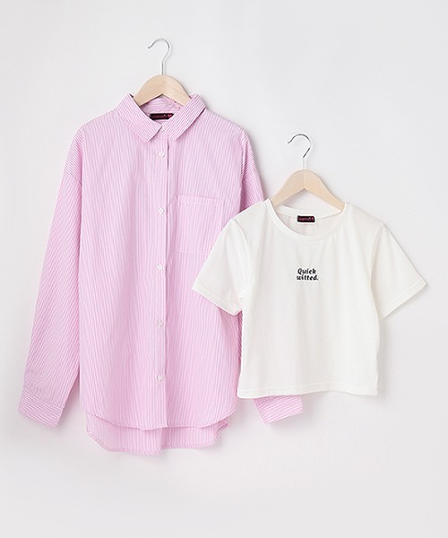 LOVETOXIC（ラブトキシック）の「ストライプシャツインナーset（シャツ/ブラウス・キッズ・グリーン/ブルー/ピンク・M/S/L）」の13枚目の写真