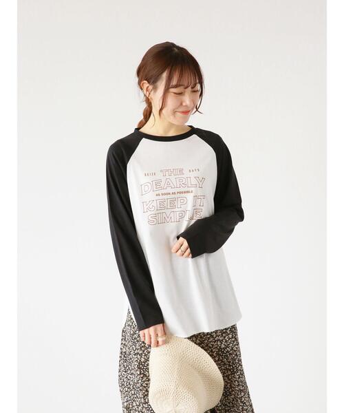 ehka sopo(エヘカソポ)の「ロゴラグランT(Tシャツ/カットソー・レディース・ブラック/グリーン/ベージュ・フリ-)」の4枚目の写真