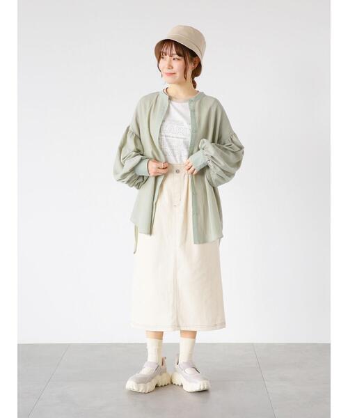 ehka sopo(エヘカソポ)の「ロゴラグランT(Tシャツ/カットソー・レディース・ブラック/グリーン/ベージュ・フリ-)」の22枚目の写真
