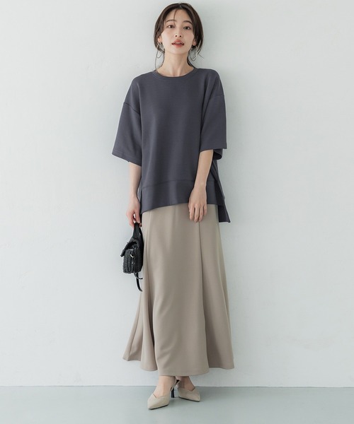 coca(coca)(コカ)の「新感覚半袖スウェットトップス(Tシャツ/カットソー・レディース・グレイッシュベージュ/チャコール・M/L)」の3枚目の写真