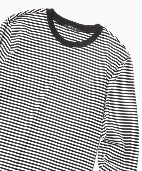 Guess（ゲス）の「GUESS/ゲス MEN S L/SLV TEE SHIRT ロングスリーブＴシャツ ストライプ（Tシャツ/カットソー・メンズ・ホワイト×グリーン/ホワイト×ブラック/ブラック/ホワイト・L/M/XL）」の3枚目の写真