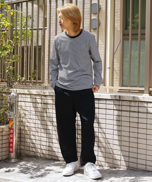 Guess（ゲス）の「GUESS/ゲス MEN S L/SLV TEE SHIRT ロングスリーブＴシャツ ストライプ（Tシャツ/カットソー・メンズ・ホワイト×グリーン/ホワイト×ブラック/ブラック/ホワイト・L/M/XL）」の5枚目の写真