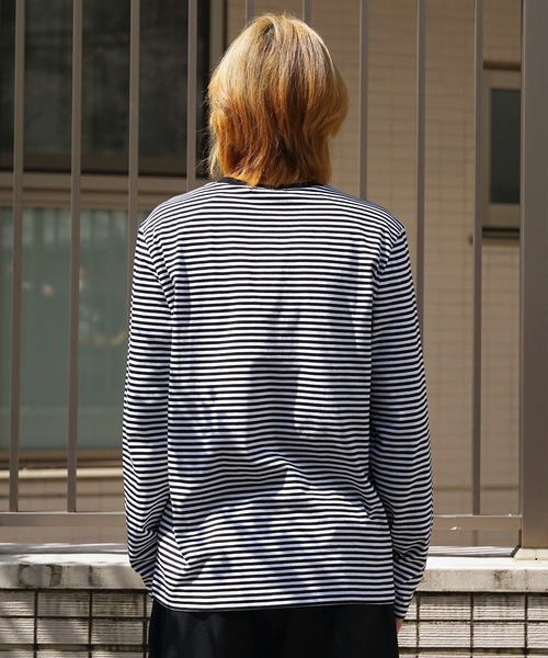 Guess（ゲス）の「GUESS/ゲス MEN S L/SLV TEE SHIRT ロングスリーブＴシャツ ストライプ（Tシャツ/カットソー・メンズ・ホワイト×グリーン/ホワイト×ブラック/ブラック/ホワイト・L/M/XL）」の7枚目の写真