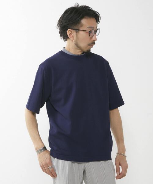 MEN'S MELROSE(メンズメルローズ)の「強撚コットンナイロンニットTシャツ(ニット/セーター・メンズ・ネイビー/ブラック/グレー系その他・3/4)」の3枚目の写真