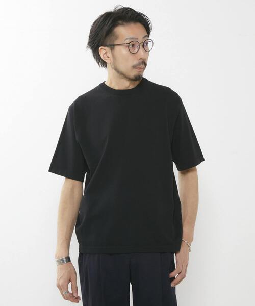 MEN'S MELROSE(メンズメルローズ)の「強撚コットンナイロンニットTシャツ(ニット/セーター・メンズ・ネイビー/ブラック/グレー系その他・3/4)」の2枚目の写真