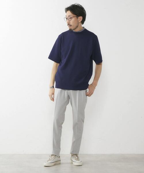 MEN'S MELROSE(メンズメルローズ)の「強撚コットンナイロンニットTシャツ(ニット/セーター・メンズ・ネイビー/ブラック/グレー系その他・3/4)」の9枚目の写真