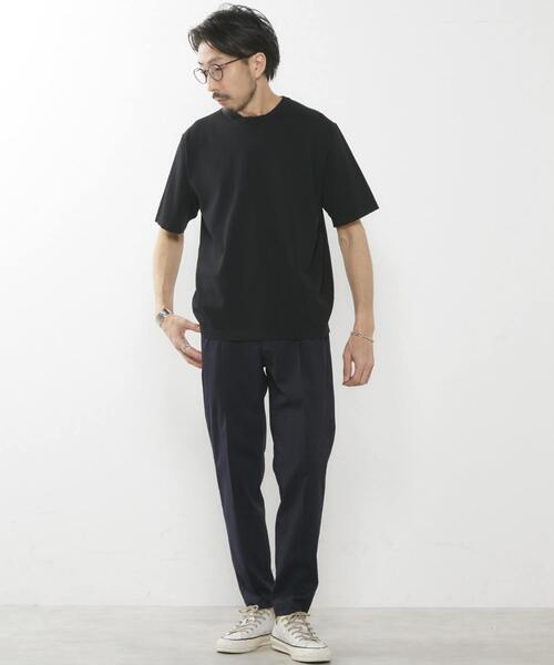 MEN'S MELROSE(メンズメルローズ)の「強撚コットンナイロンニットTシャツ(ニット/セーター・メンズ・ネイビー/ブラック/グレー系その他・3/4)」の7枚目の写真
