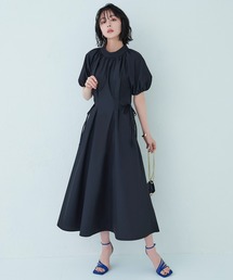 サイドリボンウエストタックワンピース