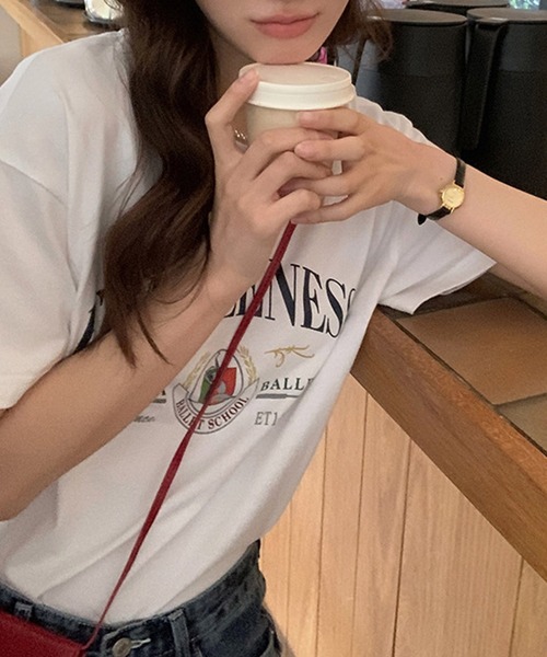 Chaco closet(チャコ クローゼット)の「フロントカレッジプリントTシャツ(Tシャツ/カットソー・レディース・ホワイト/ブラック・M/L)」の6枚目の写真