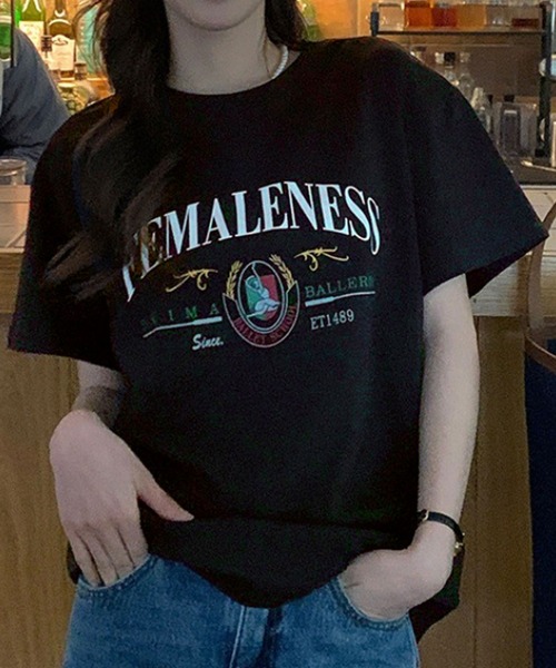 Chaco closet(チャコ クローゼット)の「フロントカレッジプリントTシャツ(Tシャツ/カットソー・レディース・ホワイト/ブラック・M/L)」の9枚目の写真