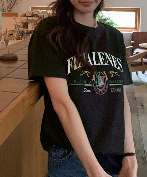 Chaco closet(チャコ クローゼット)の「フロントカレッジプリントTシャツ(Tシャツ/カットソー・レディース・ホワイト/ブラック・M/L)」の10枚目の写真