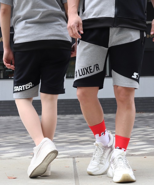 STARTER BLACK LABEL(スターターブラックレーベル)の「(RM)【STARTER BLACK LABEL × LUXE/R】ポンチ ショートパンツ(スウェットパンツ・メンズ・ブラック×グレー/ホワイト×グレー/ブラック×ブラック・MEDIUM/LARGE/X-LARGE)」の1枚目の写真