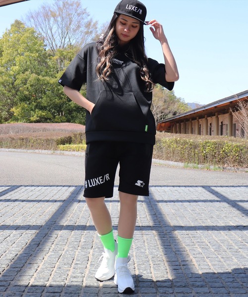 STARTER BLACK LABEL(スターターブラックレーベル)の「(RM)【STARTER BLACK LABEL × LUXE/R】ポンチ ショートパンツ(スウェットパンツ・メンズ・ブラック×グレー/ホワイト×グレー/ブラック×ブラック・MEDIUM/LARGE/X-LARGE)」の14枚目の写真
