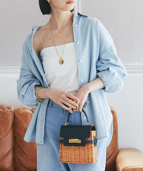 RIVE DROITE（リヴドロワ）の「カップインブラトップ（キャミソール・レディース・ブラック/オフホワイト/チャコールグレー・FREE）」の2枚目の写真