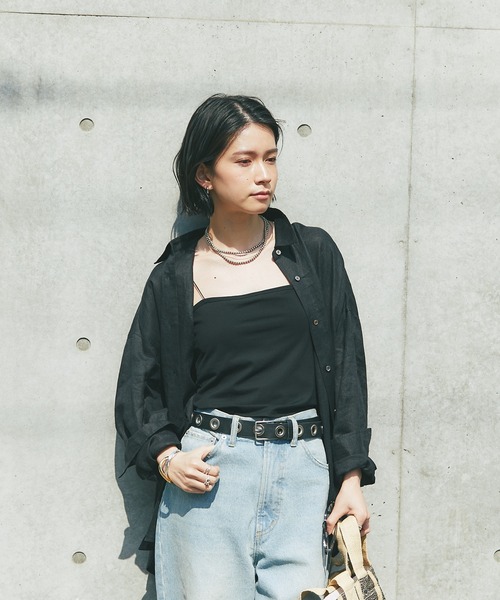 RIVE DROITE（リヴドロワ）の「カップインブラトップ（キャミソール・レディース・ブラック/オフホワイト/チャコールグレー・FREE）」の5枚目の写真