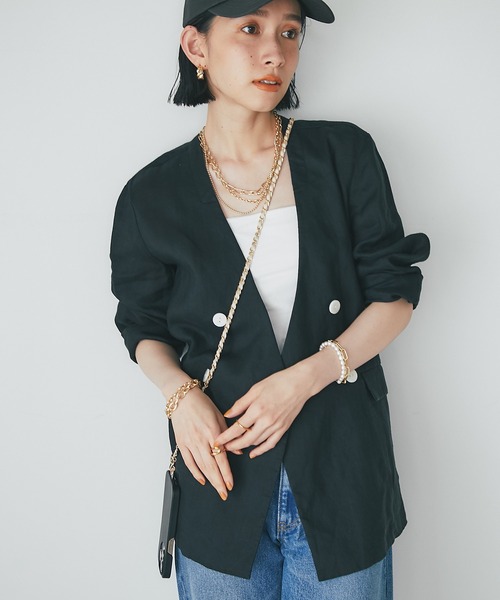 RIVE DROITE（リヴドロワ）の「カップインブラトップ（キャミソール・レディース・ブラック/オフホワイト/チャコールグレー・FREE）」の14枚目の写真