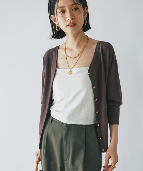 RIVE DROITE（リヴドロワ）の「カップインブラトップ（キャミソール・レディース・ブラック/オフホワイト/チャコールグレー・FREE）」の22枚目の写真