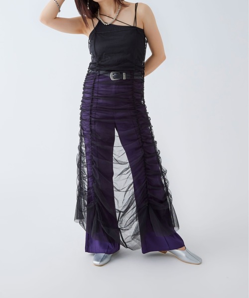 Ellno de Mavie(エルノデメヴィ)の「チュールシャーリングキャミワンピース(ワンピース・レディース・ブラック・FREE)」の6枚目の写真