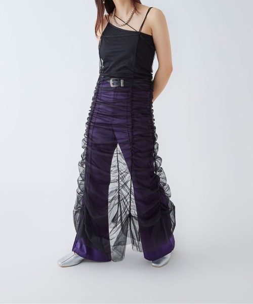 Ellno de Mavie(エルノデメヴィ)の「チュールシャーリングキャミワンピース(ワンピース・レディース・ブラック・FREE)」の8枚目の写真