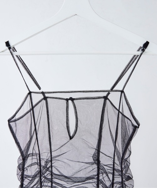 Ellno de Mavie(エルノデメヴィ)の「チュールシャーリングキャミワンピース(ワンピース・レディース・ブラック・FREE)」の13枚目の写真